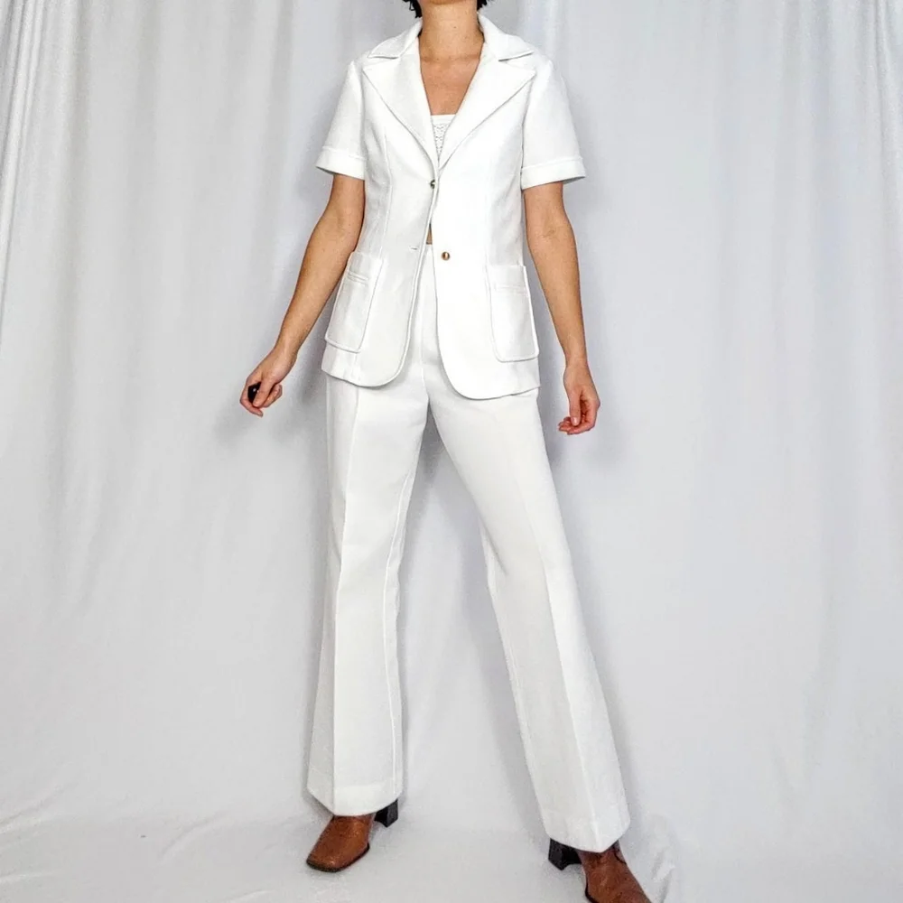 SOLD 60s/70s white leisure suit - Picture 3 of 4